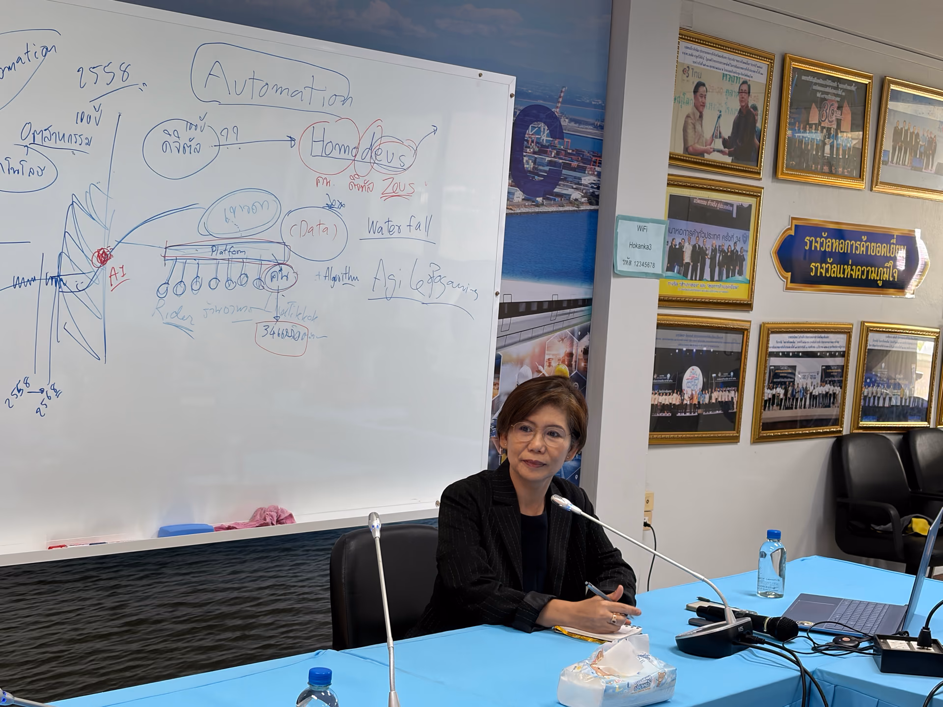 วิทยากรนำการวิเคราะห์กระบวนการธุรกิจร่วมกับผู้บริหารบนไวท์บอร์ด